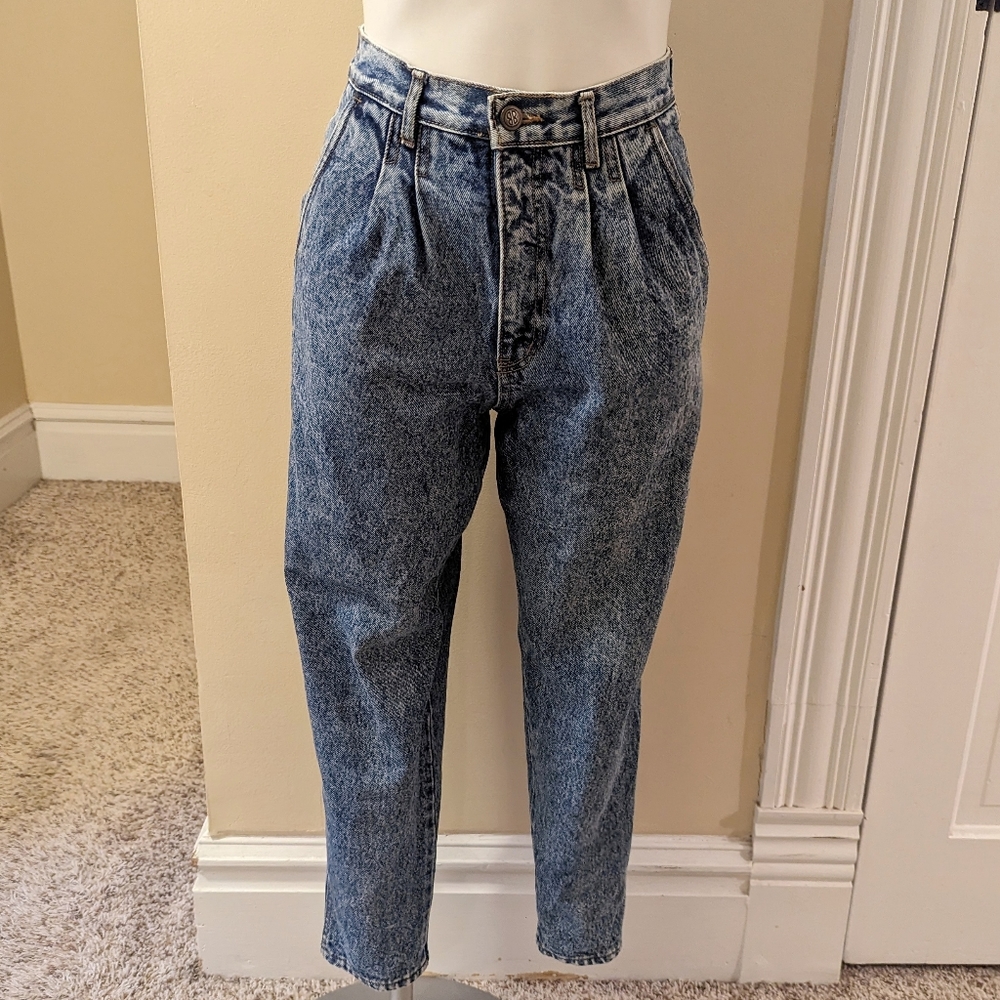 Vintage Bill Blass Petites high waist pleated taper leg jeans size 6P